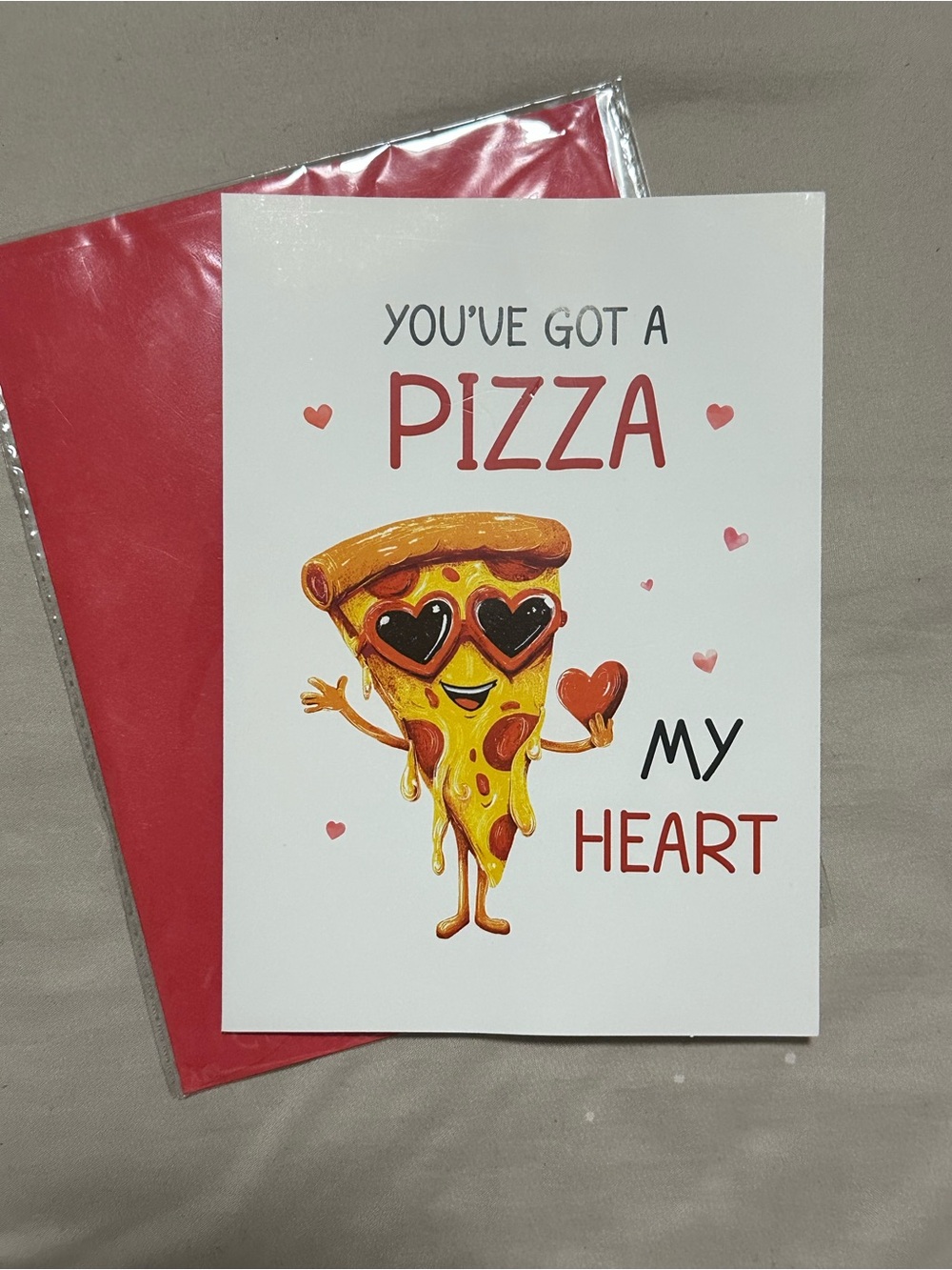 Pizza My Heart Valentine Anniversary Card with Red Envelope